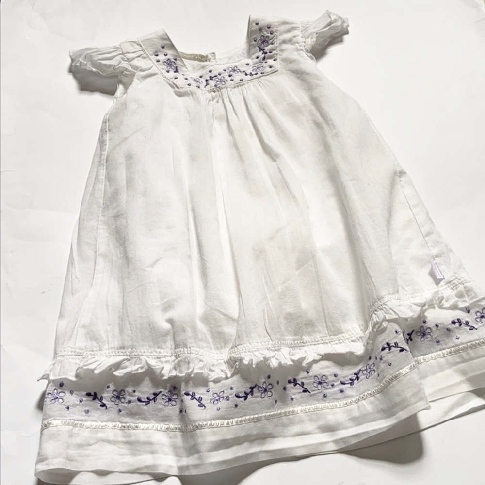 Minimimo White Ruffle Embroidered Bridgerton Vibe Cotton Summer Toddler Dress